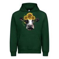 Forest Green holstein cow with sunflower Urban Hoodie - BarkalooDesign