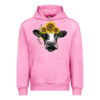 Fuchsia Pink holstein cow with sunflower Urban Hoodie - BarkalooDesign