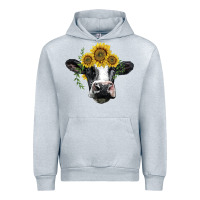 Heather Grey holstein cow with sunflower Urban Hoodie - BarkalooDesign