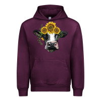 Mauve Wine holstein cow with sunflower Urban Hoodie - BarkalooDesign