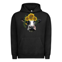 Pigment Black holstein cow with sunflower Urban Hoodie - BarkalooDesign