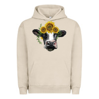 Pigment French Oak holstein cow with sunflower Urban Hoodie - BarkalooDesign