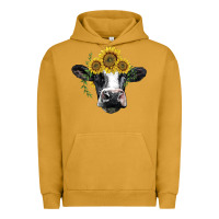Pigment Peanut Butter holstein cow with sunflower Urban Hoodie - BarkalooDesign