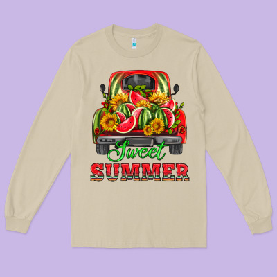 Sweet Summer Watermelon And Truck Long Sleeve Tee Designed By Hra Design Shop