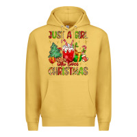 Antique Gold just a girl who loves christmas Premium Hoodie - MaliasSmallBusiness