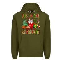 Army Green just a girl who loves christmas Premium Hoodie - MaliasSmallBusiness