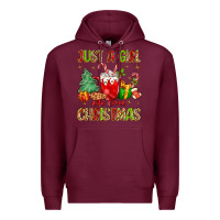Burgundy just a girl who loves christmas Premium Hoodie - MaliasSmallBusiness