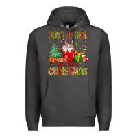 Charcoal Heather just a girl who loves christmas Premium Hoodie - MaliasSmallBusiness