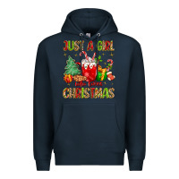 Navy just a girl who loves christmas Premium Hoodie - MaliasSmallBusiness