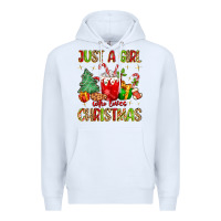 White just a girl who loves christmas Premium Hoodie - MaliasSmallBusiness