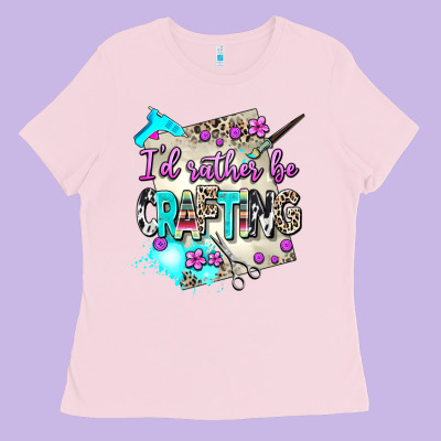 I D Rather Be Crafting Ladies Tee Designed By Adodesignshop