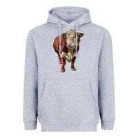 Heather Grey hereford bull face Heavyweight Hoodie - LillyAllenDesigns