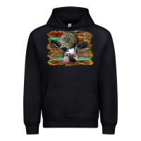 Black holstein cow with cap and leopard background Urban Hoodie - BarkalooDesign