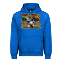 Cobalt holstein cow with cap and leopard background Urban Hoodie - BarkalooDesign