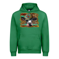 Emerald holstein cow with cap and leopard background Urban Hoodie - BarkalooDesign
