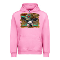 Fuchsia Pink holstein cow with cap and leopard background Urban Hoodie - BarkalooDesign