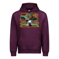 Mauve Wine holstein cow with cap and leopard background Urban Hoodie - BarkalooDesign