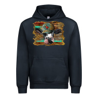 Navy holstein cow with cap and leopard background Urban Hoodie - BarkalooDesign
