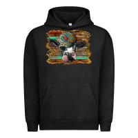 Pigment Black holstein cow with cap and leopard background Urban Hoodie - BarkalooDesign