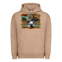 Pigment Burro holstein cow with cap and leopard background Urban Hoodie - BarkalooDesign