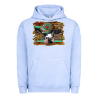 Pigment Grape Ice holstein cow with cap and leopard background Urban Hoodie - BarkalooDesign
