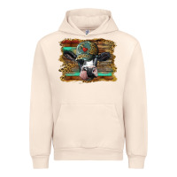 Sandshell holstein cow with cap and leopard background Urban Hoodie - BarkalooDesign