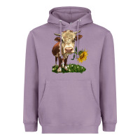 Lavender hereford heifer with sunflower Heavyweight Hoodie - LillyAllenDesigns