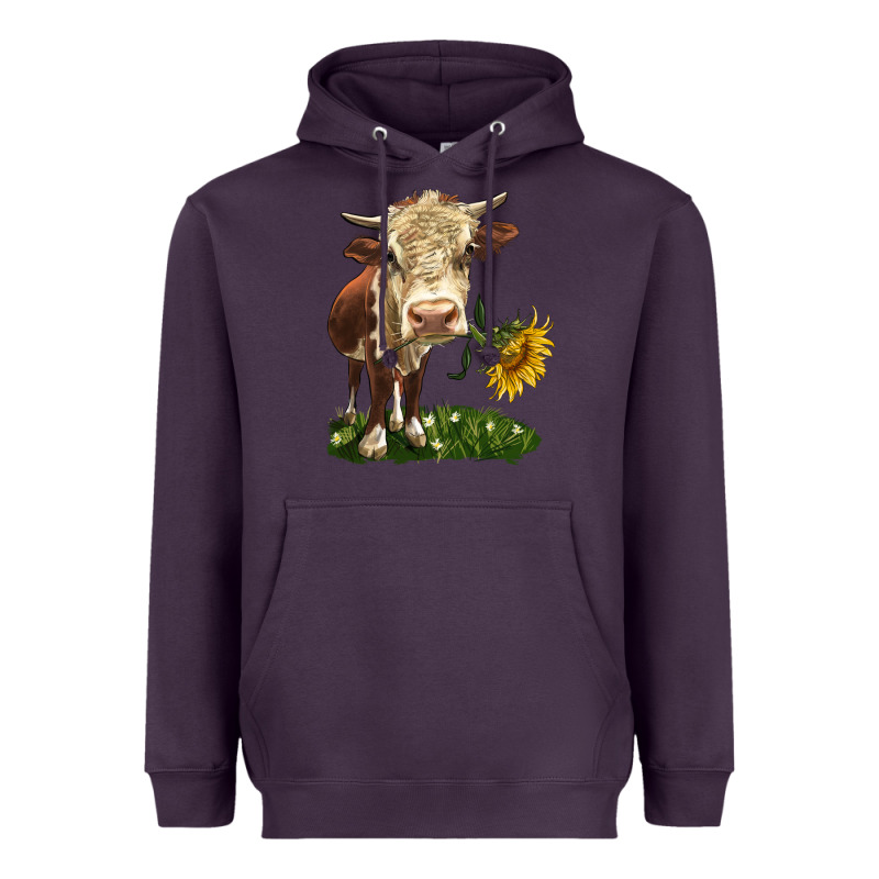 Hereford Heifer With Sunflower Heavyweight Hoodie by LillyAllenDesigns | Teevron