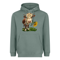 Sage hereford heifer with sunflower Heavyweight Hoodie - LillyAllenDesigns
