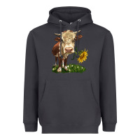 Smoke hereford heifer with sunflower Heavyweight Hoodie - LillyAllenDesigns