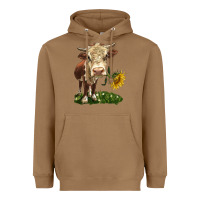 Toasted Coconut hereford heifer with sunflower Heavyweight Hoodie - LillyAllenDesigns