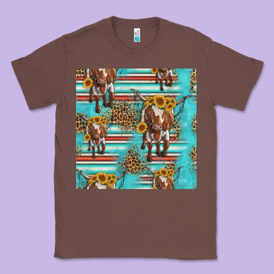 Longhorn Bull Seamless Pattern Classic Tee Designed By Hra Design Shop