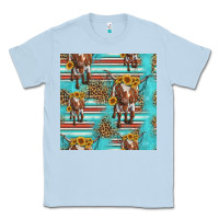 Dusty Blue longhorn bull seamless pattern Classic Tee - HRA Design Shop