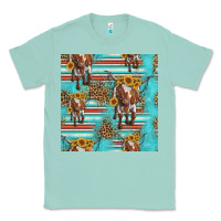 Seafoam longhorn bull seamless pattern Classic Tee - HRA Design Shop