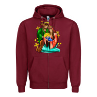 Burgundy oh holy night  with cross ado Zipper Hoodie - AdoDesignShop