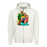 Oatmeal Heather oh holy night  with cross ado Zipper Hoodie - AdoDesignShop