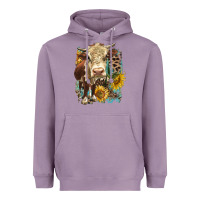 Lavender Hereford heifer with sunflower and leopard Heavyweight Hoodie - LillyAllenDesigns