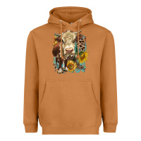 Meerkat Hereford heifer with sunflower and leopard Heavyweight Hoodie - LillyAllenDesigns