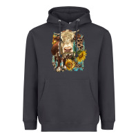 Smoke Hereford heifer with sunflower and leopard Heavyweight Hoodie - LillyAllenDesigns