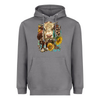 Storm Hereford heifer with sunflower and leopard Heavyweight Hoodie - LillyAllenDesigns