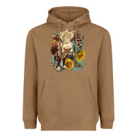 Toasted Coconut Hereford heifer with sunflower and leopard Heavyweight Hoodie - LillyAllenDesigns