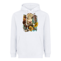 Hereford Heifer With Sunflower And Leopard Heavyweight Hoodie | Teevron