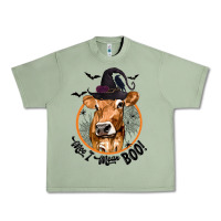 Oil Green Halloween Cow Moo I Mean Boo Urban Heavy Tee - texasbilliewilder