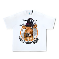 White Halloween Cow Moo I Mean Boo Urban Heavy Tee - texasbilliewilder