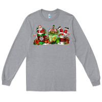 Heather Grey coffee cups with santa claus Long Sleeve Tee - FaDigitalArtStudio
