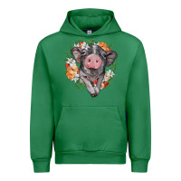 Emerald baby pig floral wreath Urban Hoodie - BarkalooDesign