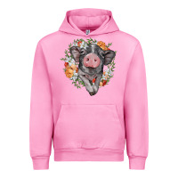 Fuchsia Pink baby pig floral wreath Urban Hoodie - BarkalooDesign