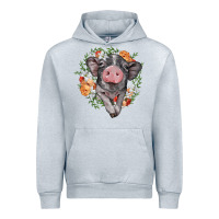 Heather Grey baby pig floral wreath Urban Hoodie - BarkalooDesign