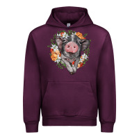 Mauve Wine baby pig floral wreath Urban Hoodie - BarkalooDesign