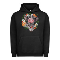 Pigment Black baby pig floral wreath Urban Hoodie - BarkalooDesign